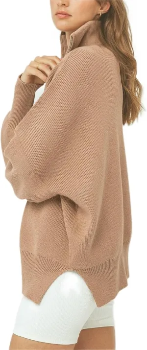 Yuemengxuan Womens Oversized Sweatshirt Y2k Half Zip Sweatshirts Ribbed Knit Sweater Quarter Zipper Pullover Fall Outfits
