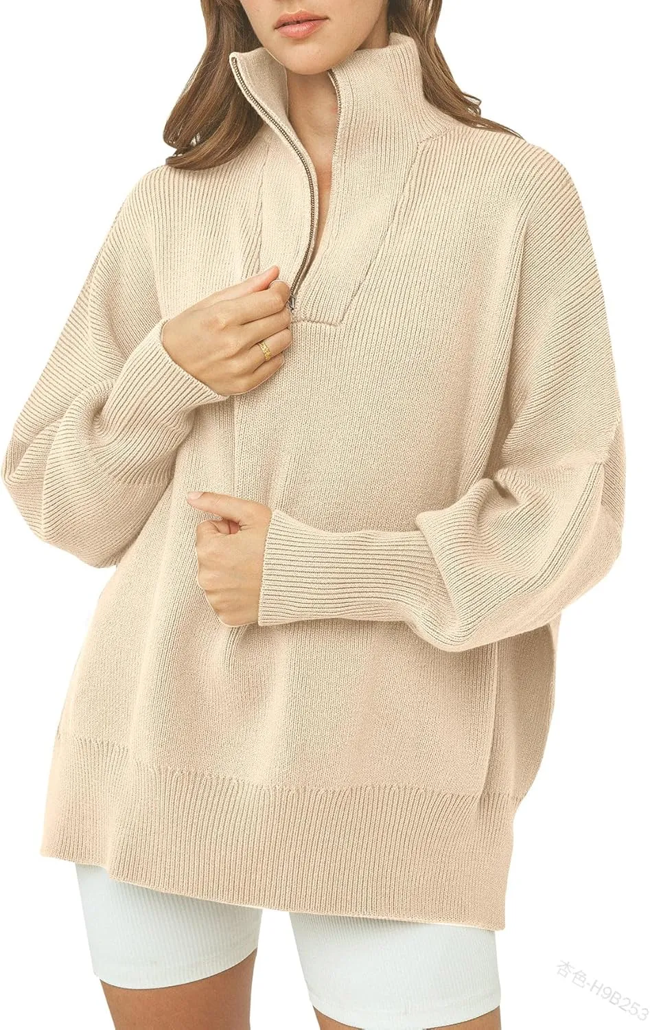Yuemengxuan Womens Oversized Sweatshirt Y2k Half Zip Sweatshirts Ribbed Knit Sweater Quarter Zipper Pullover Fall Outfits